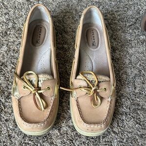 Sperry Women's Beige and Gold Loafers